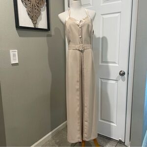 Joseph Ribkoff Pant Suit Jumpsuit Jumper With Wrap Legs S 10 Cream With Belt NWT